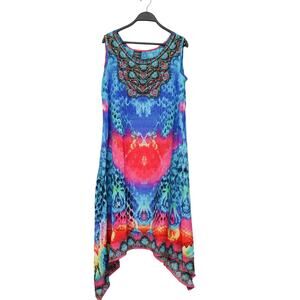 Sakkas Women's One Size Blue Pink Beach Tank Dress Top Cover up Rhinestone
